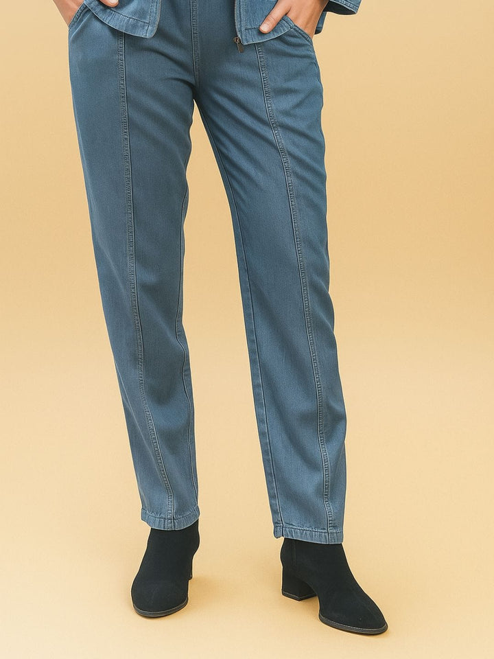 Avani Del Amour Pant Vintage Dyed Straight-Leg Pants – Denim Blue Cotton Twill