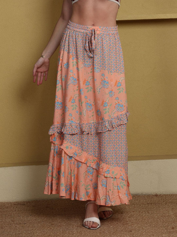 Avani Del Amour Ruffle and Tiered Maxi Skirt