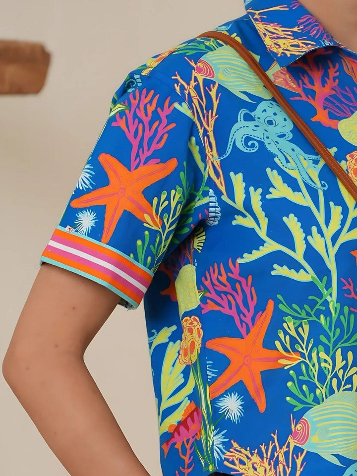 Avani Del Amour Shirt Azure Blue Coral Reef Paradise Shirt