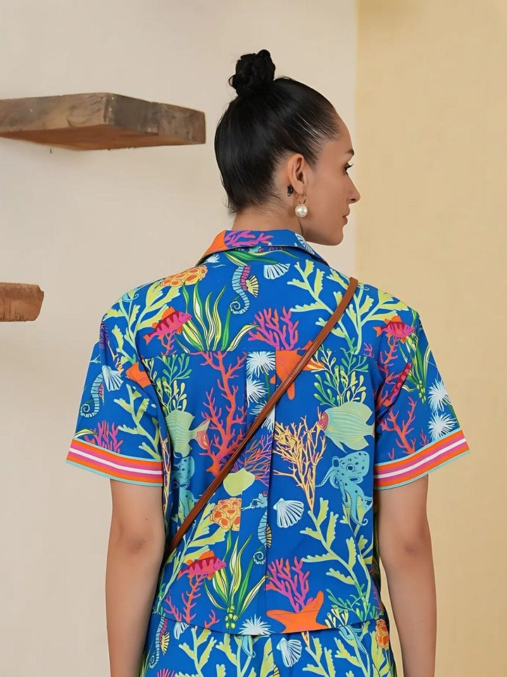 Avani Del Amour Shirt Azure Blue Coral Reef Paradise Shirt