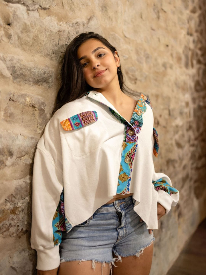 Avani Del Amour Shirt White Knitted Mix And Match Shirt