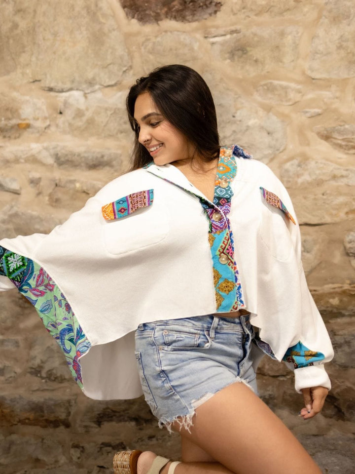 Avani Del Amour Shirt White Knitted Mix And Match Shirt