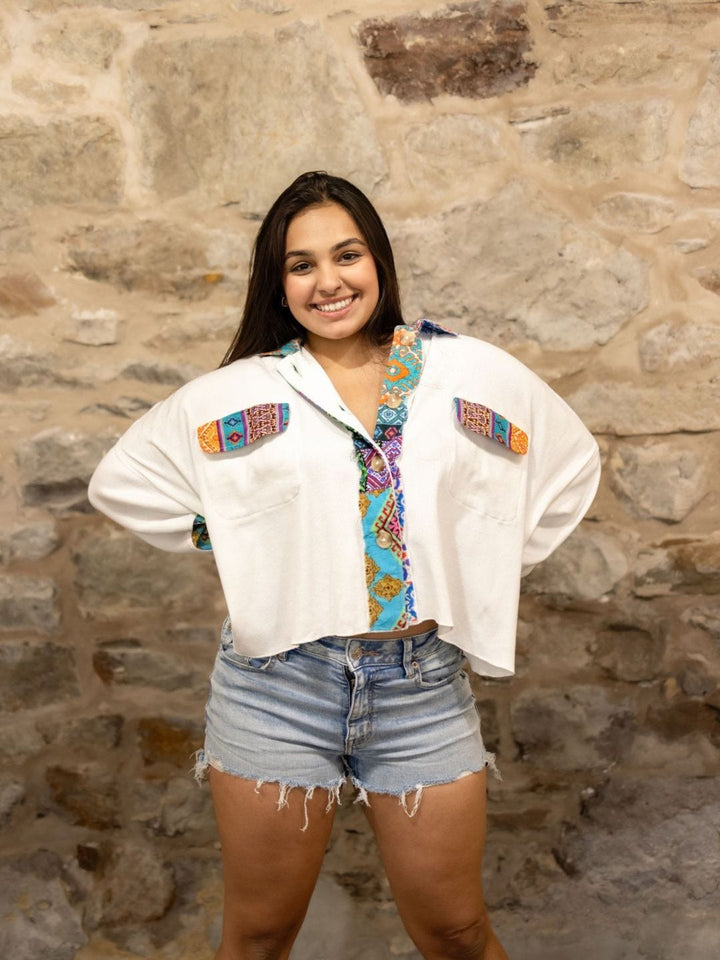 Avani Del Amour Shirt White Knitted Mix And Match Shirt