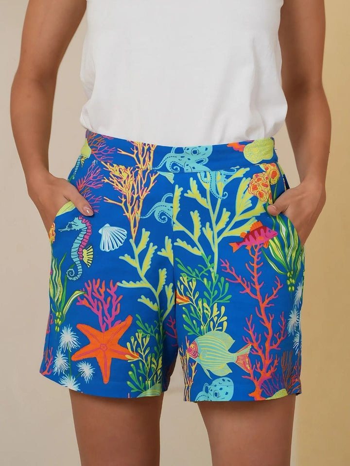 Avani Del Amour Short Azure Blue Coral Reef Paradise Shorts