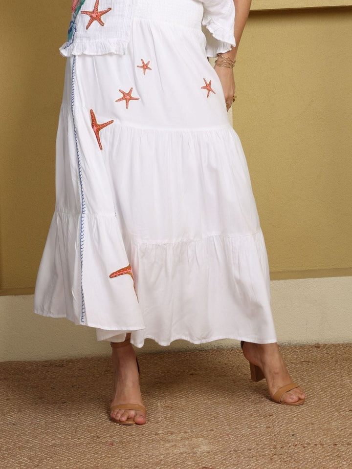 Avani Del Amour Skirt Ocean Themed Tiered Skirt