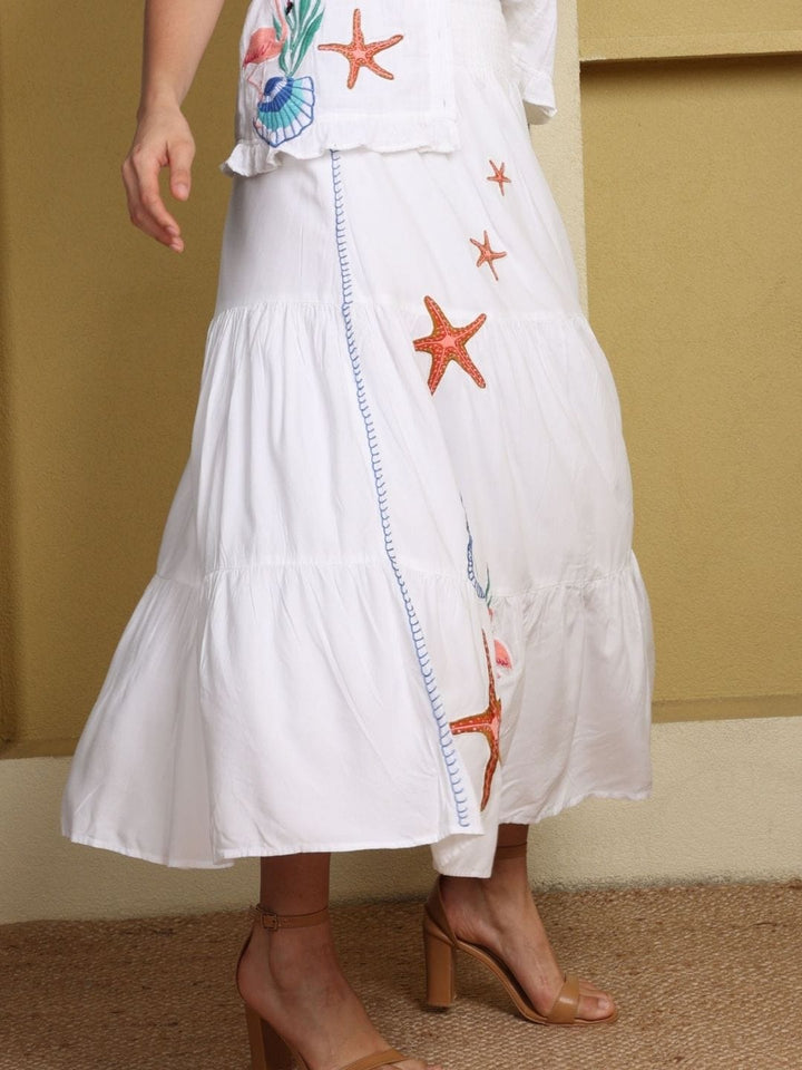 Avani Del Amour Skirt Ocean Themed Tiered Skirt