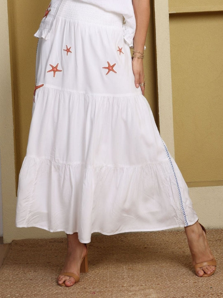 Avani Del Amour Skirt Ocean Themed Tiered Skirt