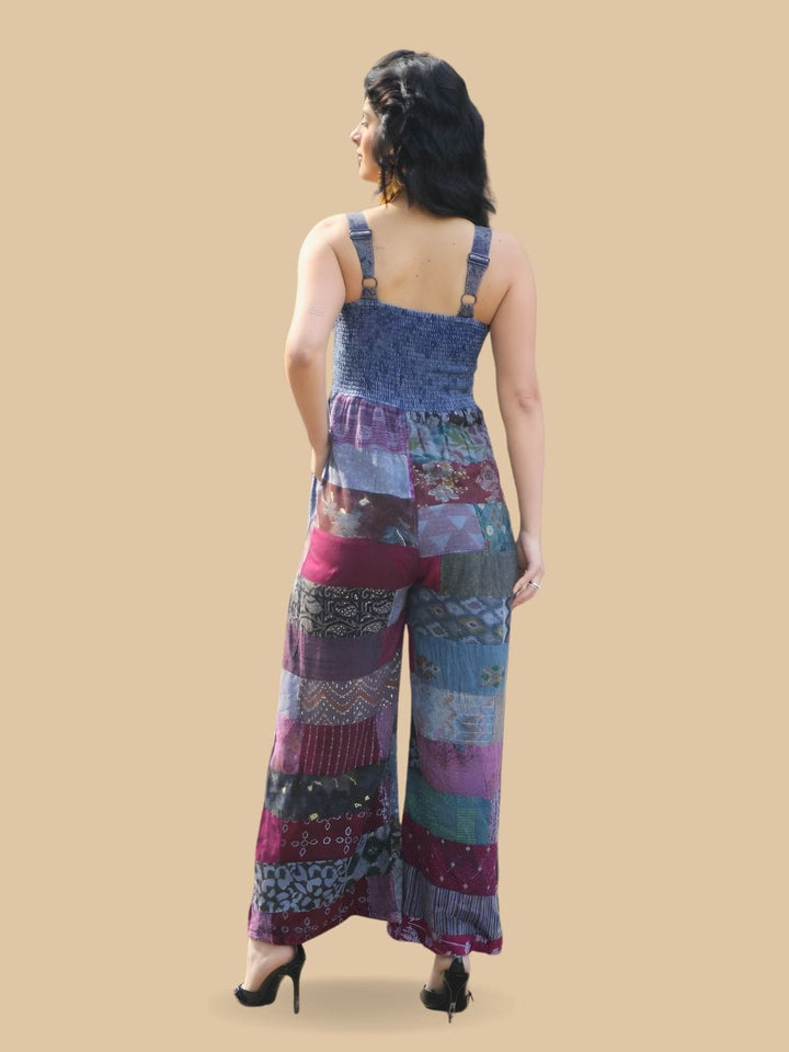 Traditions & Modernity Denim Bohemian Patchwork Wide-Leg Jumpsuit