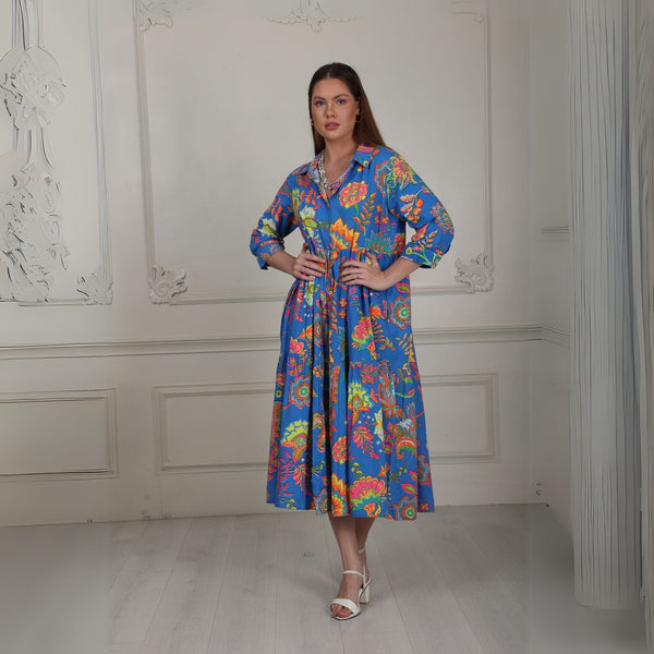 Traditions & Modernity Dress Bold Floral Midi-Length Dress