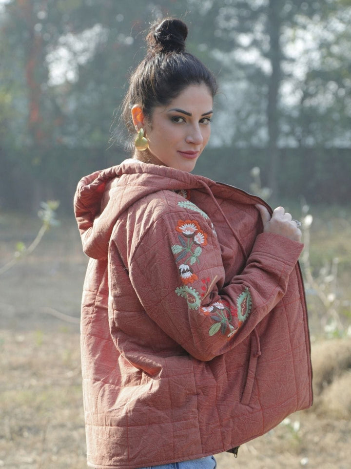 Traditions & Modernity Jacket Rust Embroidered Hooded Jacket