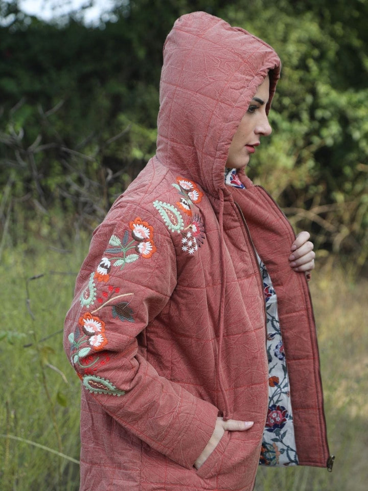 Traditions & Modernity Jacket Rust Embroidered Hooded Jacket