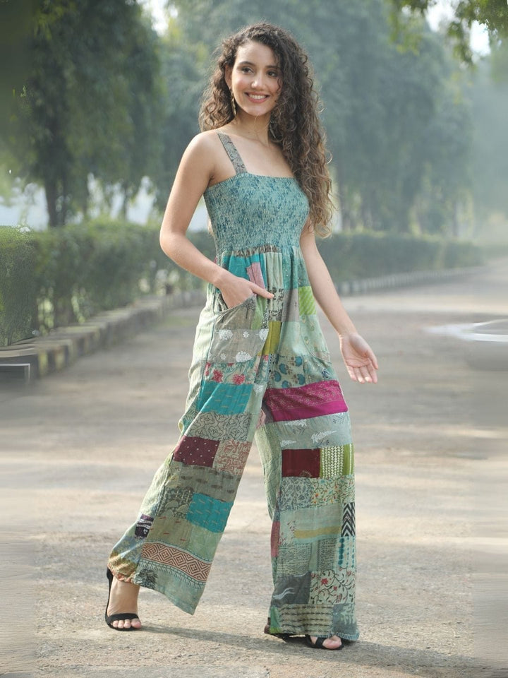Traditions & Modernity Jumpsuit Olive Bohemian Patchwork Wide-Leg Jumpsuit