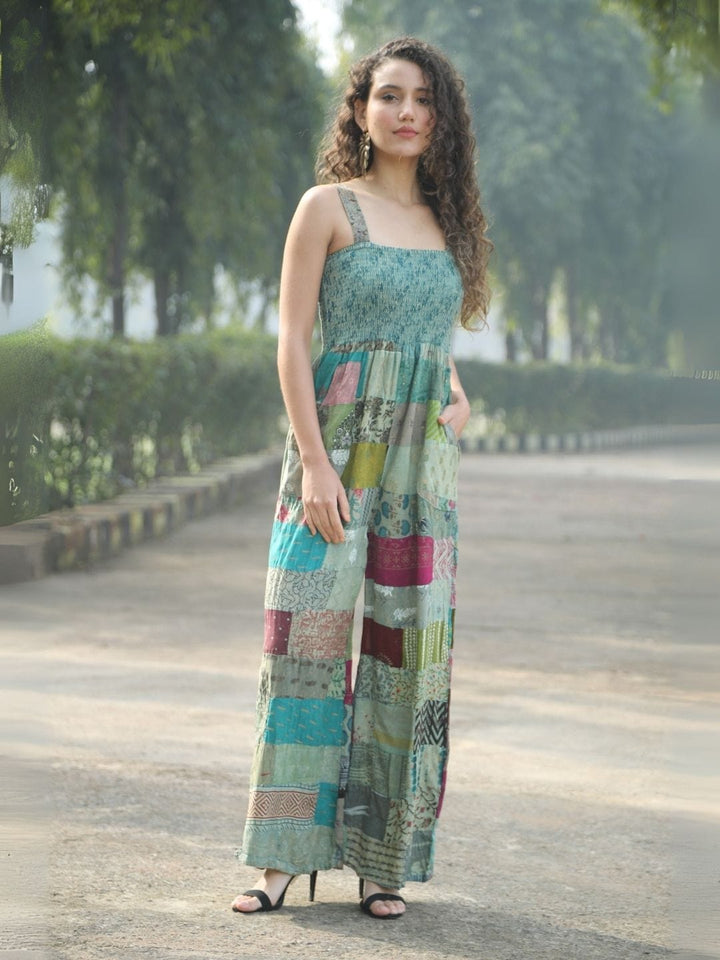 Traditions & Modernity Jumpsuit Olive Bohemian Patchwork Wide-Leg Jumpsuit
