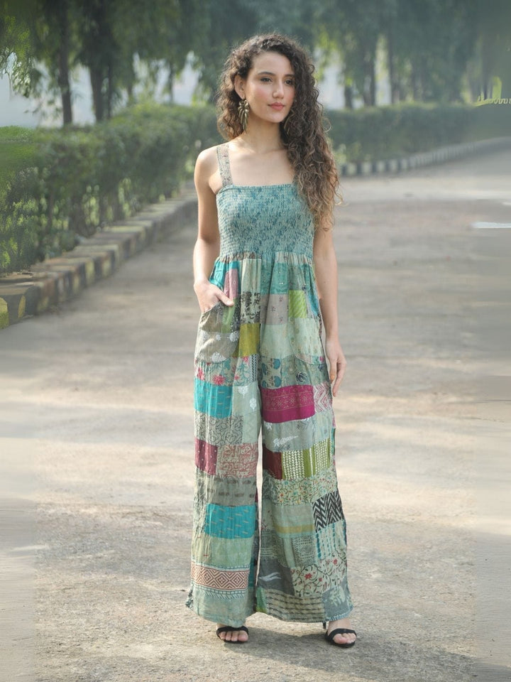 Traditions & Modernity Jumpsuit Olive Bohemian Patchwork Wide-Leg Jumpsuit
