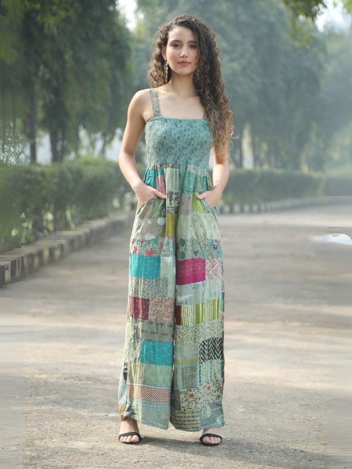 Traditions & Modernity Jumpsuit Olive Bohemian Patchwork Wide-Leg Jumpsuit