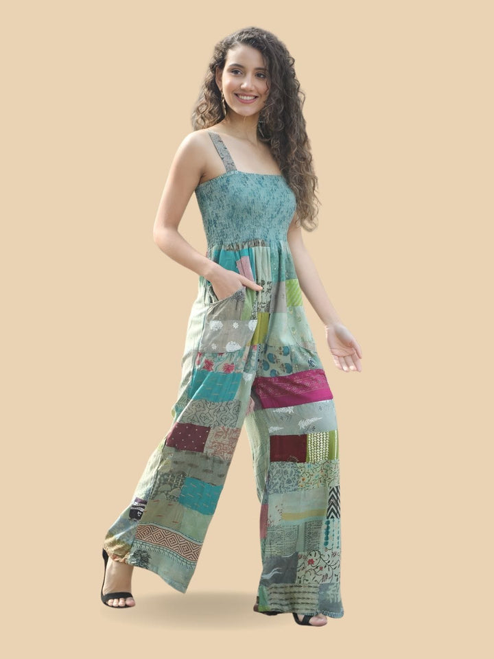 Traditions & Modernity Jumpsuit Olive Bohemian Patchwork Wide-Leg Jumpsuit