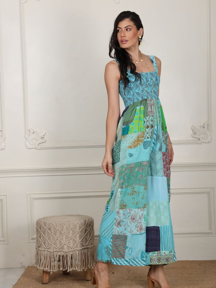 Traditions & Modernity Jumpsuit Turq Patchwork Printed Sleeveless Jumpsuit