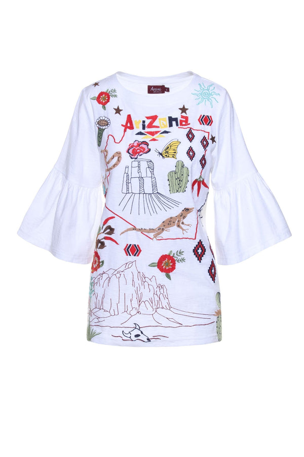 Traditions & Modernity Tunic Arizona Embroidered Flared Sleeve Tunic
