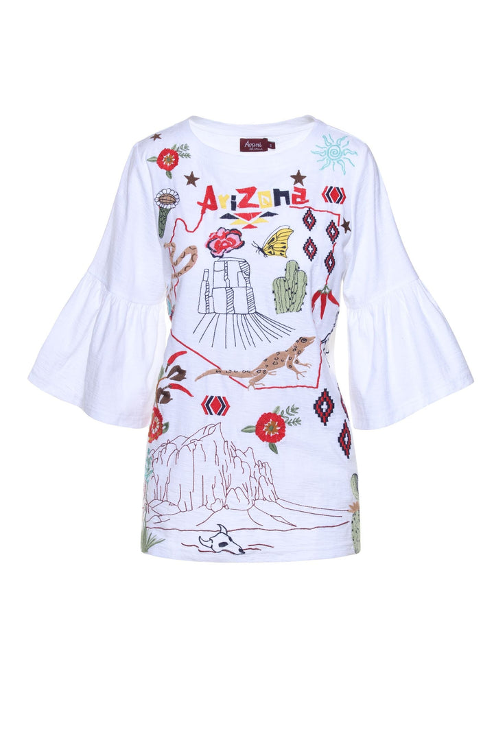 Traditions & Modernity Tunic Arizona Embroidered Flared Sleeve Tunic
