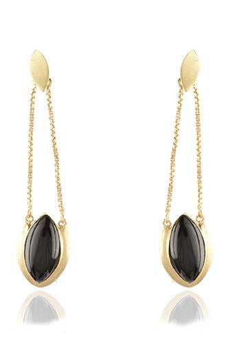 Avani Del Amour JEWELRY OS / GOLD/BLACK ONYX GOLD AND BLACK ONYX DELICATE DROPPED EARRING