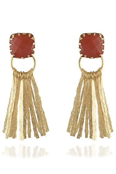 Avani Del Amour JEWELRY OS / GOLD/CORAL CORAL FRINGE DANGLE EARRING