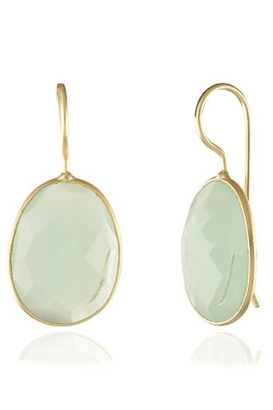 Avani Del Amour JEWELRY OS / GOLD/LIME CHALCEDONY LIME CHALCEDONY OVAL DROP HOOK EARRING