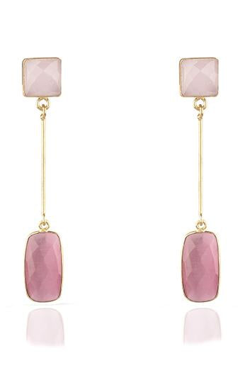 Avani Del Amour JEWELRY OS / GOLD/PINK AGATE PINK AGATE DANGLE EARRING