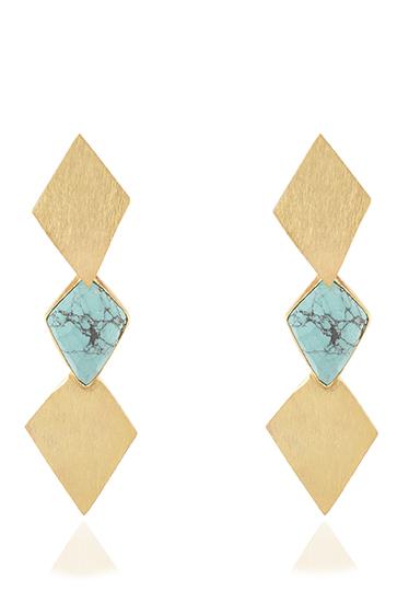 Avani Del Amour JEWELRY OS / GOLD/TURQ TURQUOISE PRISM DANGLE EARRING
