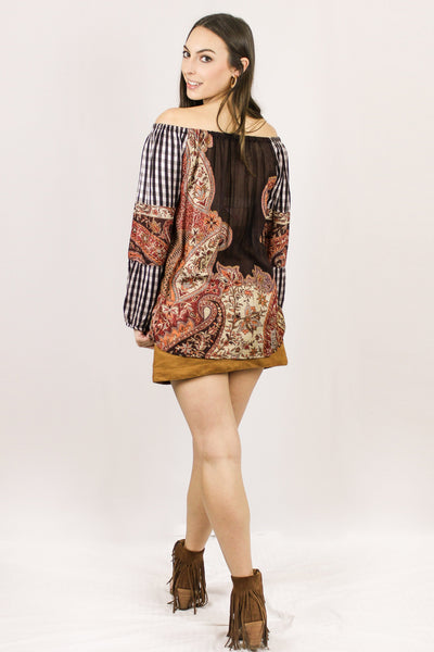 Avani Del Amour TOP Ask For the Check Paisley Combo Tunic