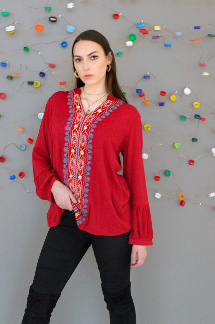 Avani Del Amour TOP Code Red Embroidered Tunic