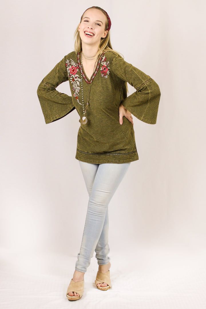 Avani Del Amour TOP Olive You Nubby Knit Tunic Top