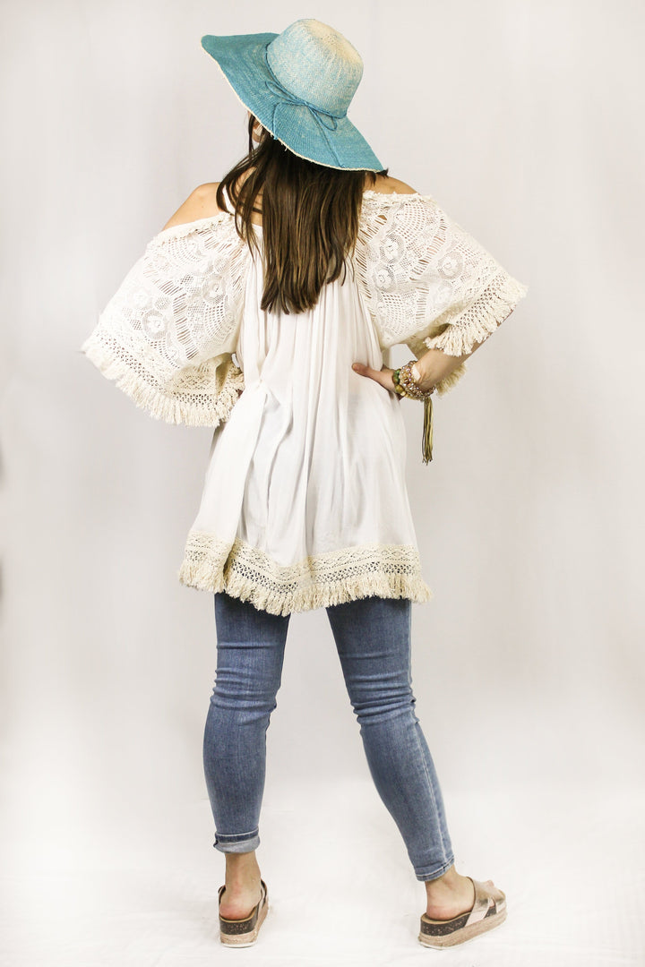 Avani Del Amour TOPS Better Than Boho Lace And Fringe Flowy Tunic