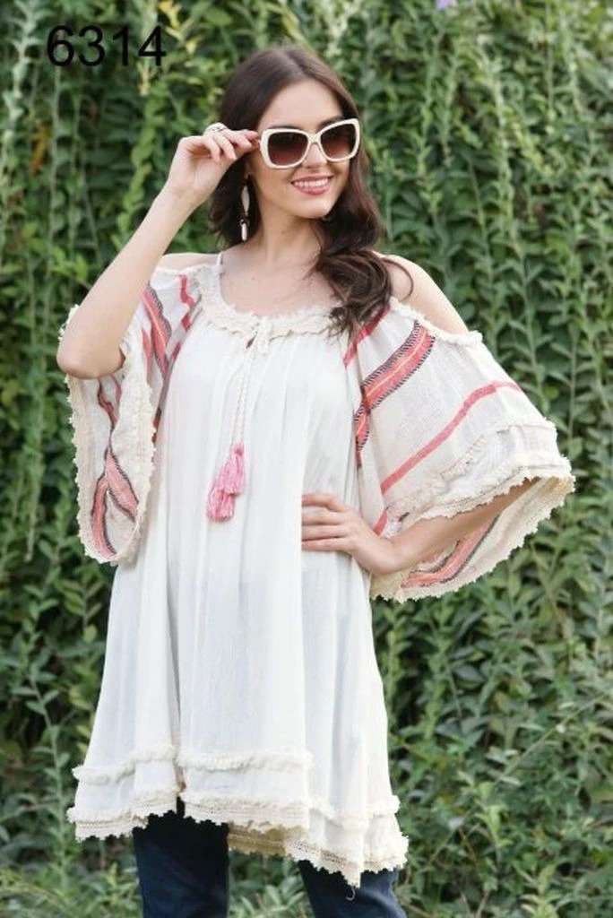 Avani Del Amour TOPS Carefree As Can Be Stripe Flowy Tunic