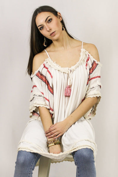 Avani Del Amour TOPS Carefree As Can Be Stripe Flowy Tunic