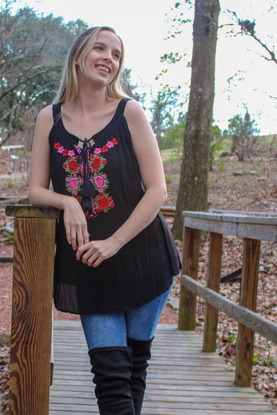 Avani Del Amour TOPS Go With The Flow Embroidered Tank