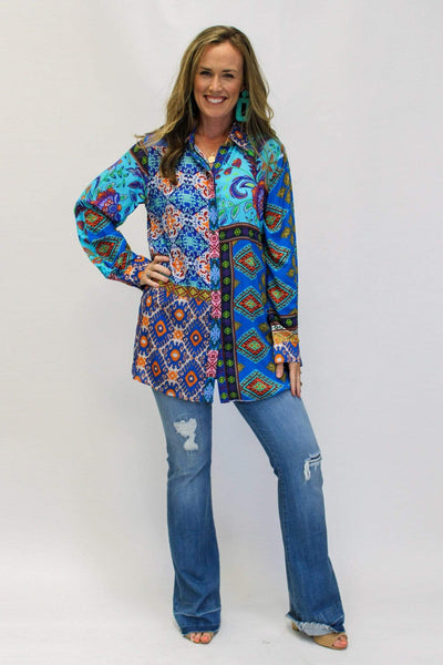 Avani Del Amour TOPS I'll Double Down Button Down Blouse