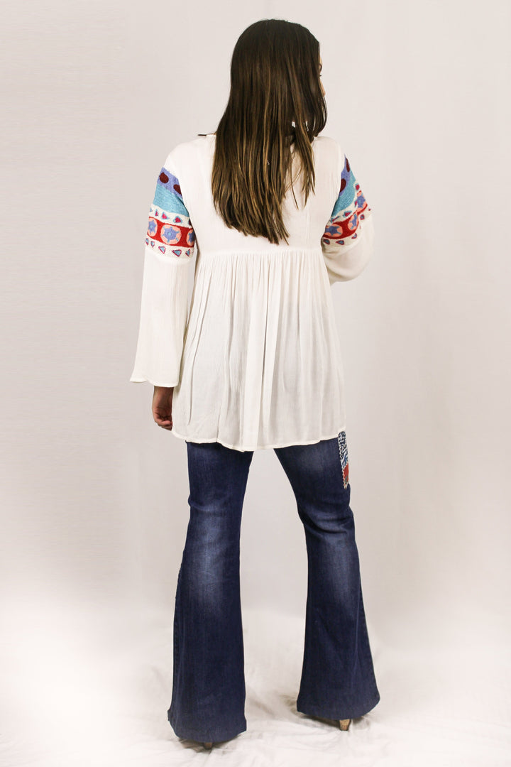 Avani Del Amour TOPS Out Of Your League Embroidered Yoke Top