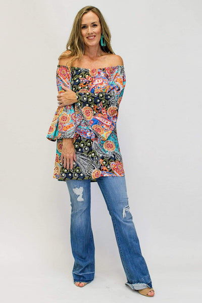 Avani Del Amour TOPS Play It Up Paisley Printed Tunic